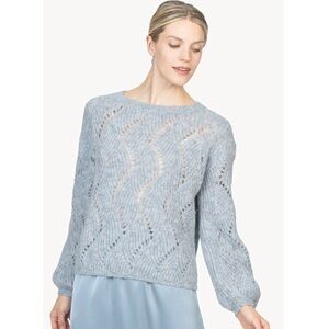NWT Lilla P. Pointelle Boatneck Alpaca Blend Sweater Size Medium